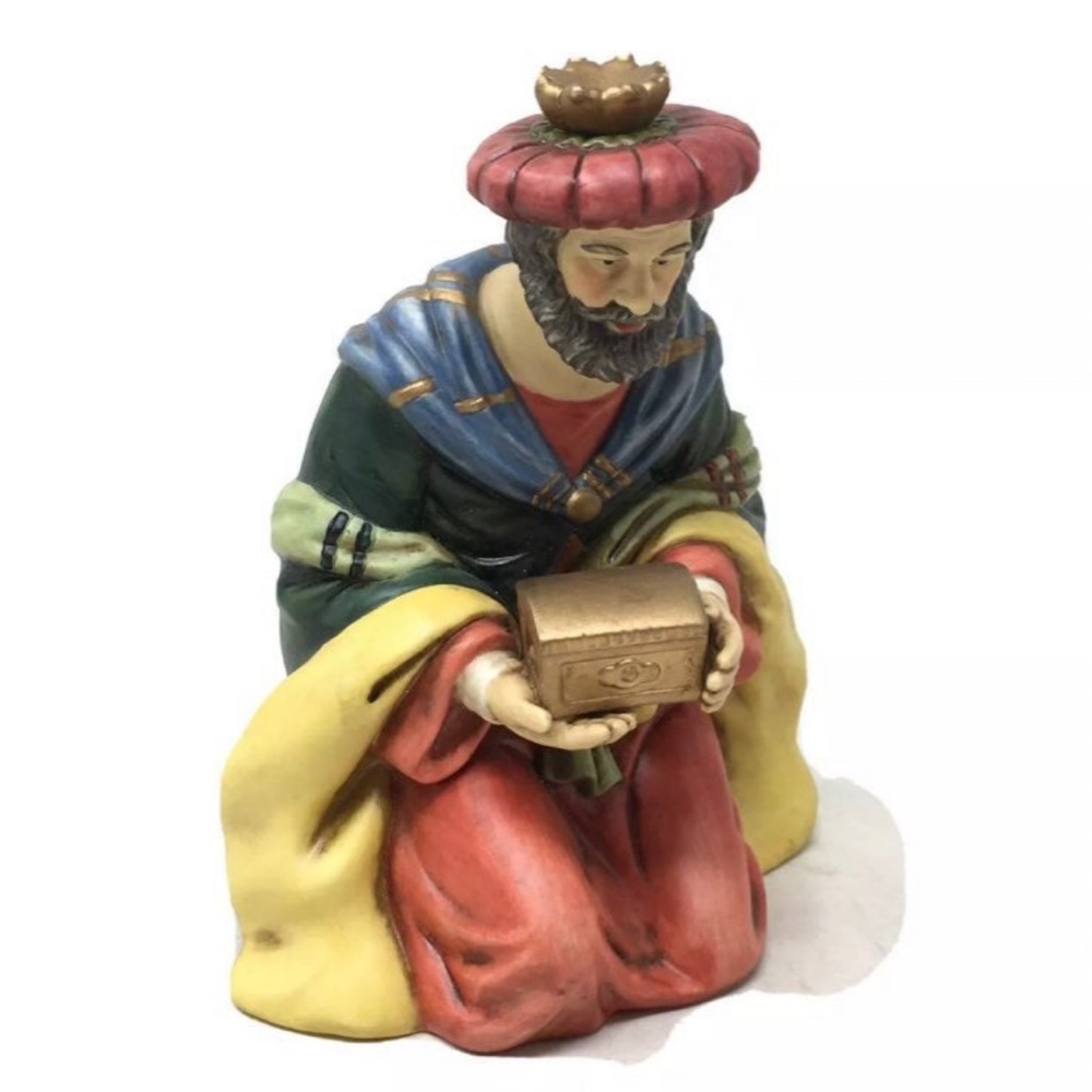 Vtg O'well Christmas Nativity Figurine Wiseman 8" Handpainted Bisque Porcelain